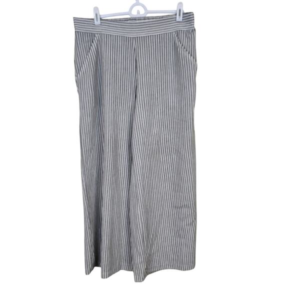 Women's Max Studio White & Black Lightweight Wide Leg Crop Pants | Size Large - Picture 1 of 10